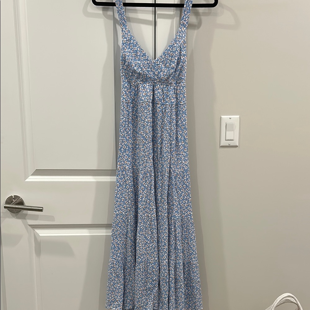 Vici Blue Ruched Halter Sundress